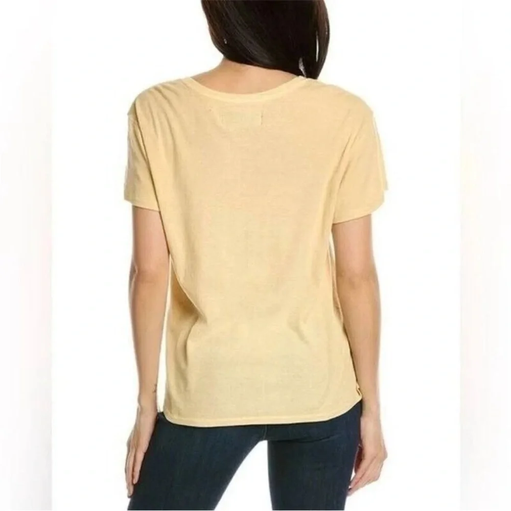 Free People x Sandrine Rose Medium V neck Sunflower Yellow T-Shirt NWT $79 MSRP